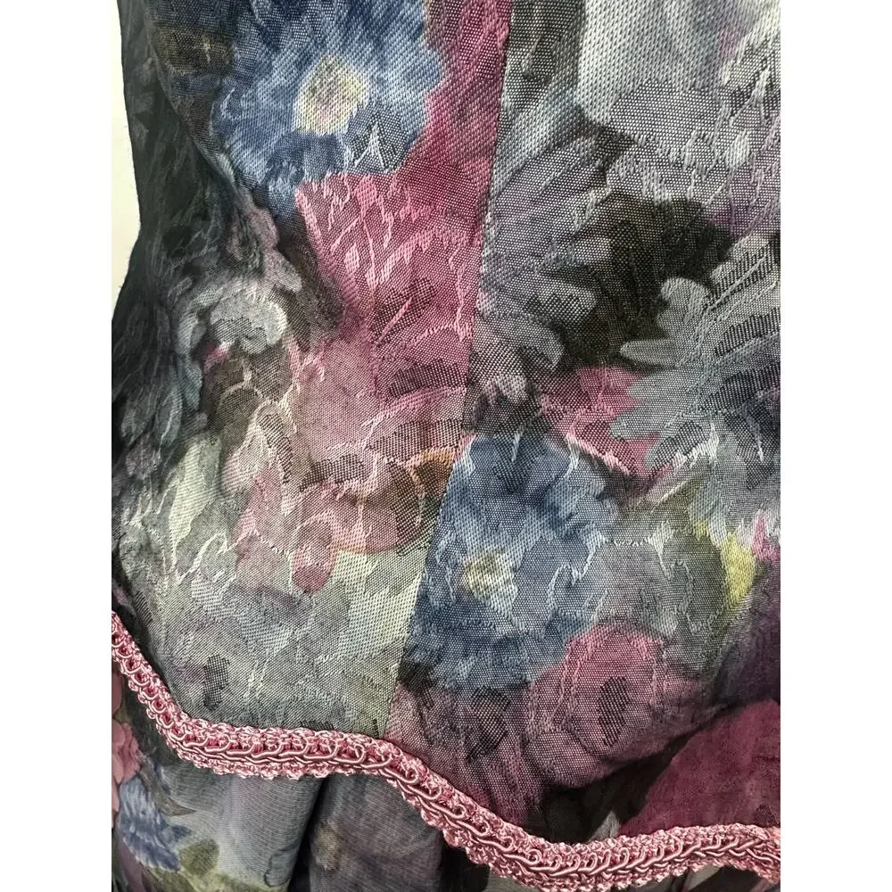 Vintage Unbranded Floral Peplum Dress Secretary Romantic Prairie Layered Size 16 - Picture 6 of 16